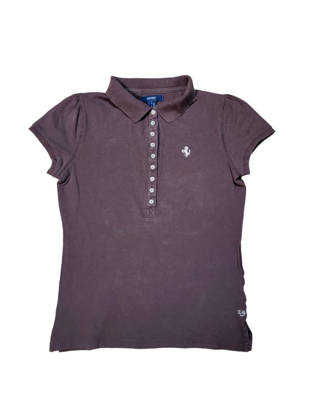 Ferrari Womens Polo Shirt Top Brown Cotton Size L